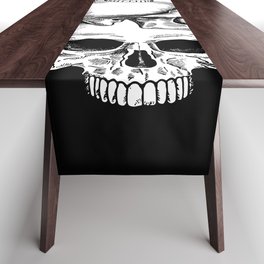 3 Skulls Stacked On Top of Each Other Table Runner