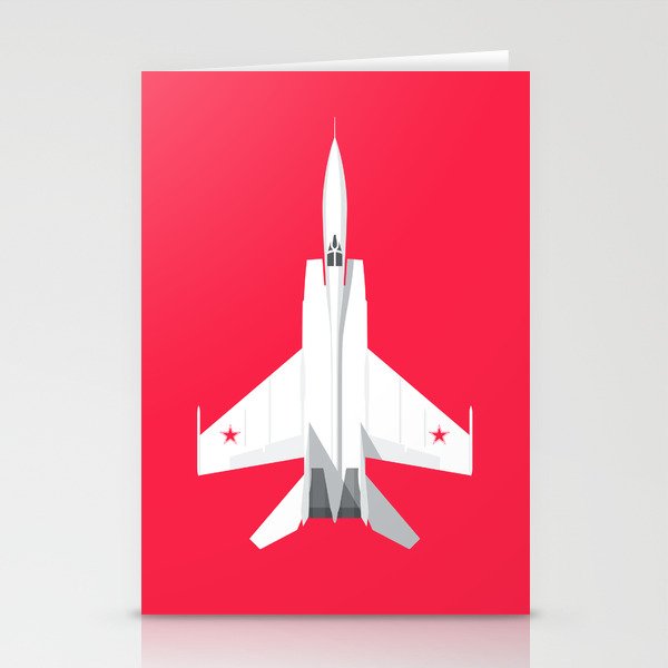 MiG-25 Foxbat Interceptor Jet Aircraft - Crimson Stationery Cards