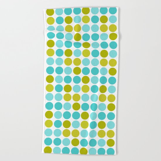 The pattern Green - blue polka dots. Beach Towel