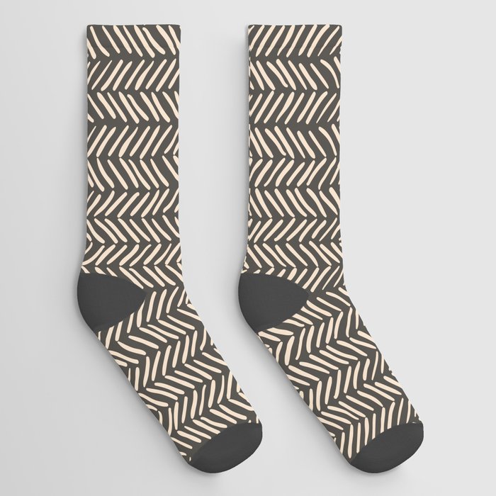 Arrow Lines Pattern in Black and Beige 1 Socks