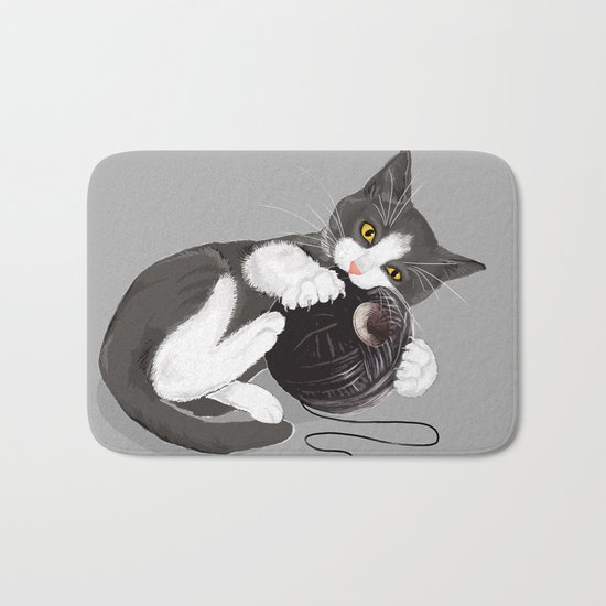Kitten and Death Star Ball of Yarn Bath Mat