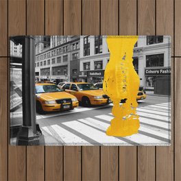 NYC Yellow Cabs - Radio Shack- Brush Stroke Outdoor Rug