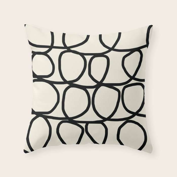 Loop Di Doo Cream Black Throw Pillow By Nataliebaca Society6