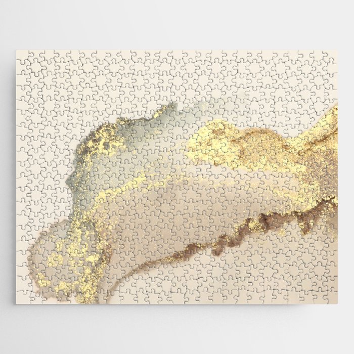 Elegant Golden Stroke | Marble Design Jigsaw Puzzle