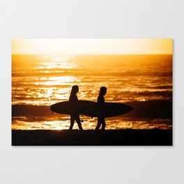 Surfing Together Canvas Print