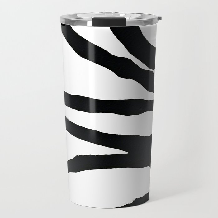 Brushstroke 7: A minimal black and white abstract mudcloth print by Alyssa Hamilton Art Travel Mug