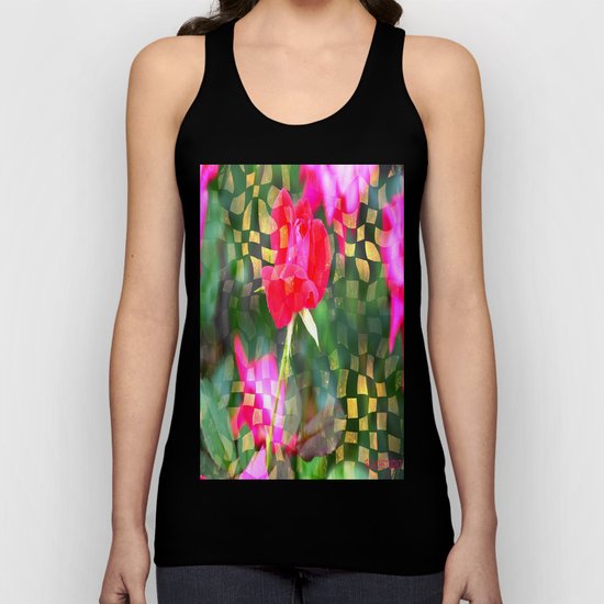 Checkered Rose Unisex Tank Top
