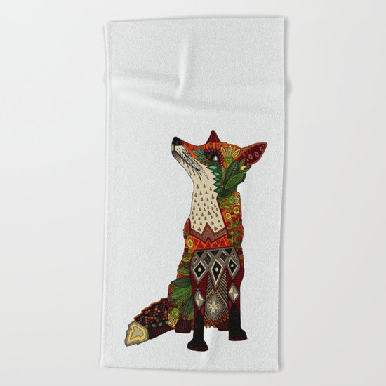 fox love off white Beach Towel