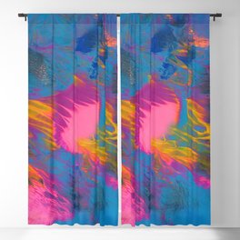 Dark Rainbow Fire Abstract Painting with Black Glitter Blackout Curtain