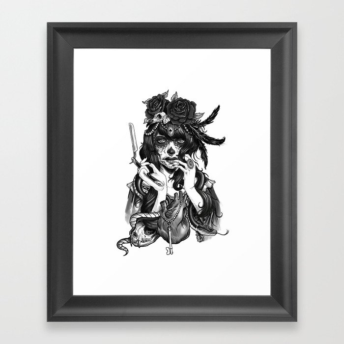 Day of the Death - tattoo design Framed Art Print