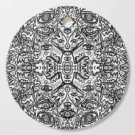Black and White Graffiti Art Mandala Pattern  Cutting Board