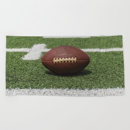 American Football Court with ball on Gras Beach Towel
