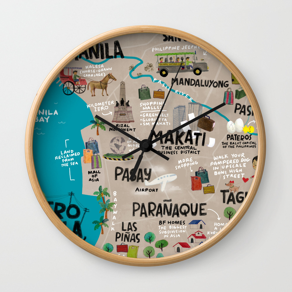 Metro Manila Philippines Wall Clock By Wedgienet Society6