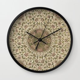 Antique Floral Embroidered Silk Bedspread Wall Clock