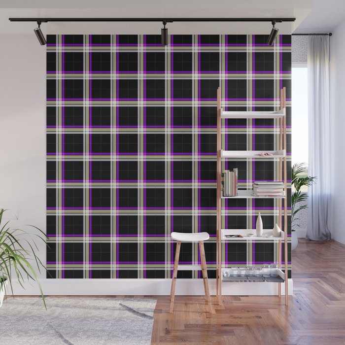 Plaid gold and purple Wall Mural