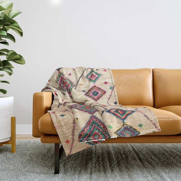 Vintage Moroccan Carpet 1 Throw Blanket