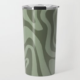 60s Retro Liquid Swirl in Olivine + Reseda Sage Green Travel Mug