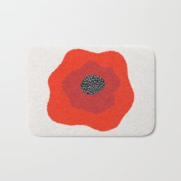 Bold red poppy flower in abstract mid century abstract block print style Bath Mat