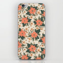 Christmas flower bouquet-coral peach and off-white iPhone Skin