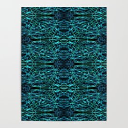 Liquid Light Series 66 ~ Blue & Green Abstract Fractal Pattern Poster