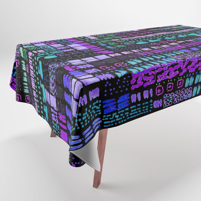 purple teal vibrant ink marks hand-drawn collection Tablecloth