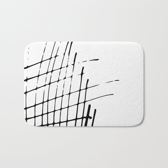 Grid Sketch Black and White Bath Mat