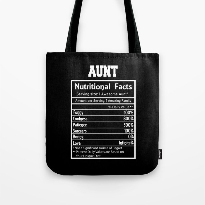 Aunt Nutritional Facts Funny Tote Bag