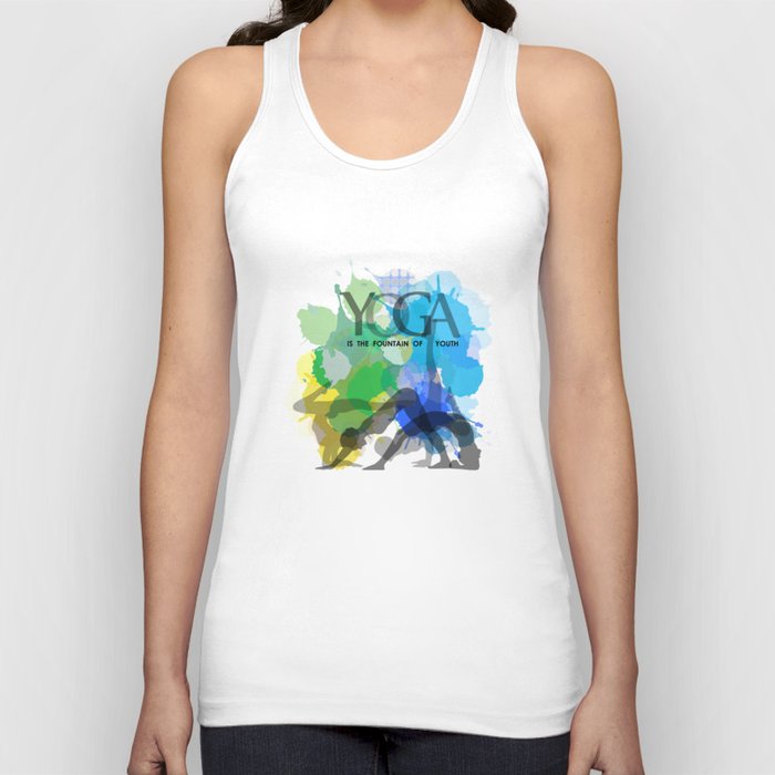 Yoga and meditation watercolor quotes in cool scheme- Yoga is the fountain of youth Tank Top