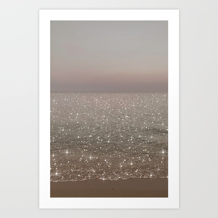 Beach Ocean Glitter Art Print