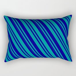 [ Thumbnail: Blue & Dark Cyan Colored Lines Pattern Rectangular Pillow ]