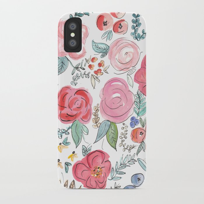 Watercolor Floral Print iPhone Case by jennakutcher | Society6