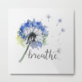 Breathe! Dandelion Floral Botanical Art Metal Print | Plants, Plant, Beautiful, Pattern, Watercolor, Florals, Garden, Botanicalpattern, Blueandwhite, Romantic 