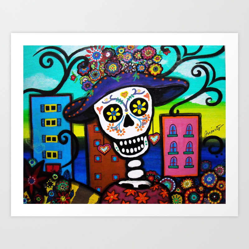Mexican Dia De Los Muertos Catrina Painting Art Print By Prisarts Society6