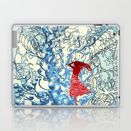 Pop Art Girl With Turquoise + Cream Abstract Whimsy Laptop Skin