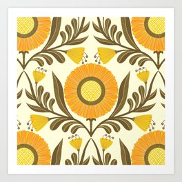 Wallflowers Pattern Yellow Art Print