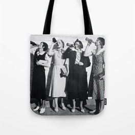Women Beer Drinkers, Black and White Vintage Art Tote Bag