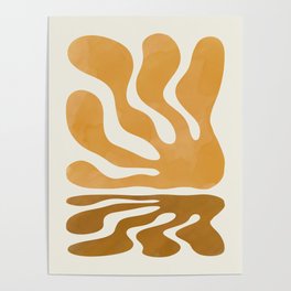 Watercolor ochre coral minimalist Poster
