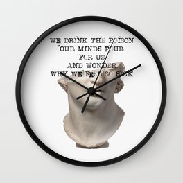 Dark Academia | We Drink The Poison Our Minds Pour For Us | Greek Statue Study Light  Wall Clock