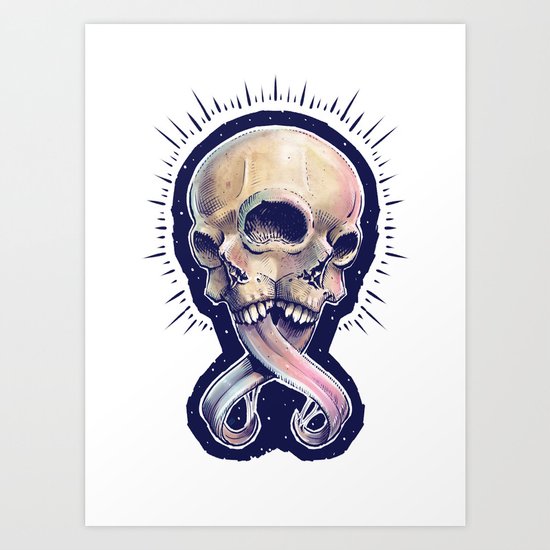 Triple eyed skull Art Print