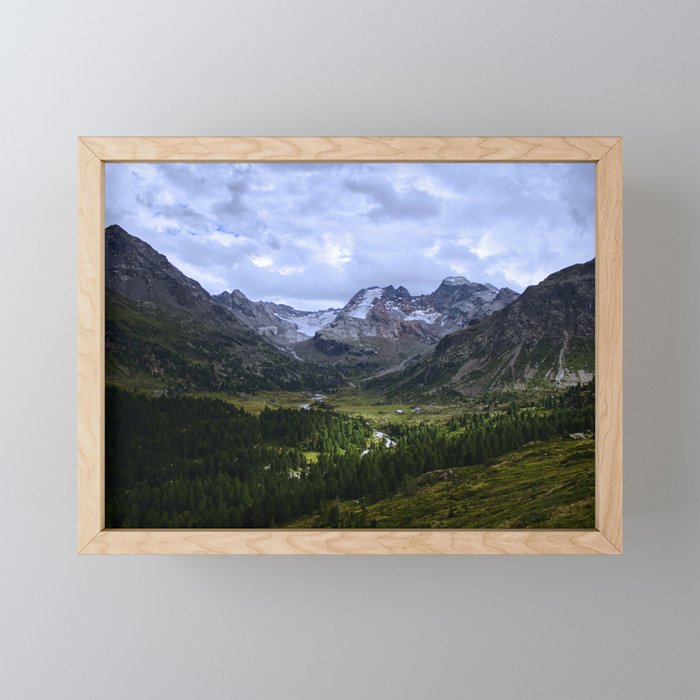 Mountains and lakes Framed Mini Art Print