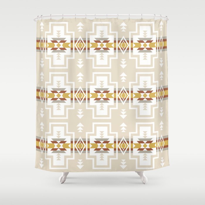 Aztec Stripes Beige Shower Curtain