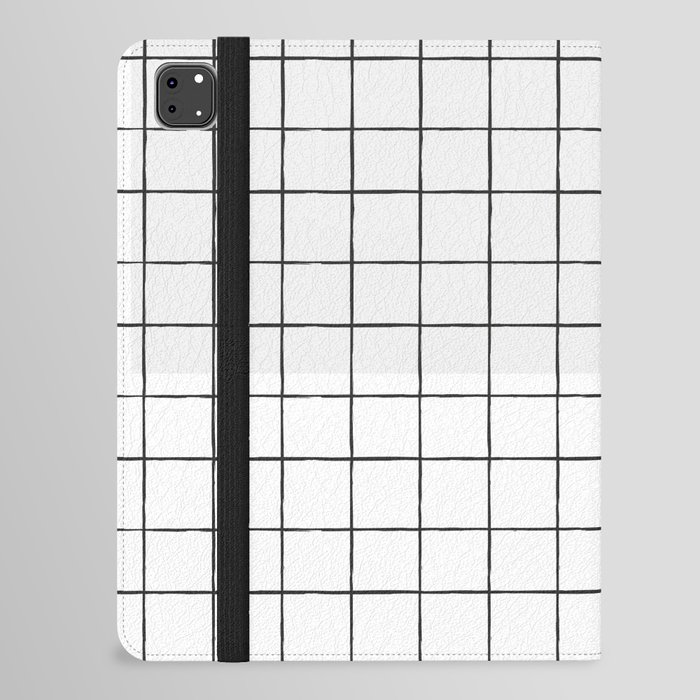 Black and White Grid Pattern Line Stripe Geometric Nro.2 iPad Folio Case