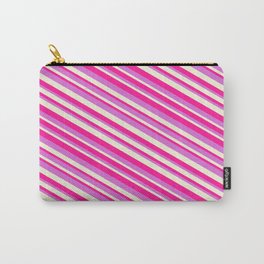 [ Thumbnail: Orchid, Beige & Deep Pink Colored Pattern of Stripes Carry-All Pouch ]