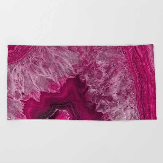 Pink purple agate mineral gem stone- Beautiful backdrop Beach Towel