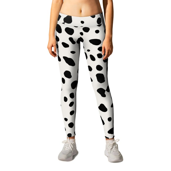 Polka Dots Dalmatian Spots Black And White Leggings by Beautiful Homes USA