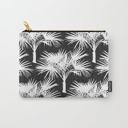 Retro 70’s Palm Trees White on Charcoal Carry-All Pouch