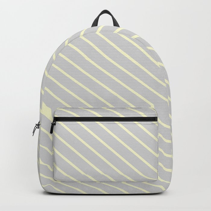 Light Gray and Light Yellow Colored Lines/Stripes Pattern Backpack