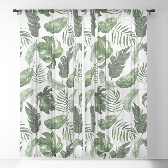 Tropical Leaf Sheer Curtain