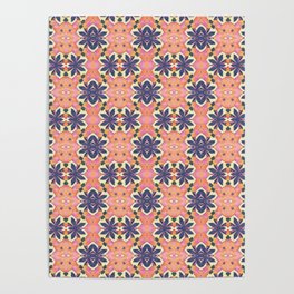Moroccan style Flower Tile - Aquarelle water color Pattern Poster