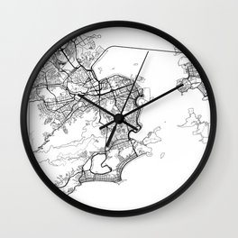 Rio de Janeiro Map White Wall Clock